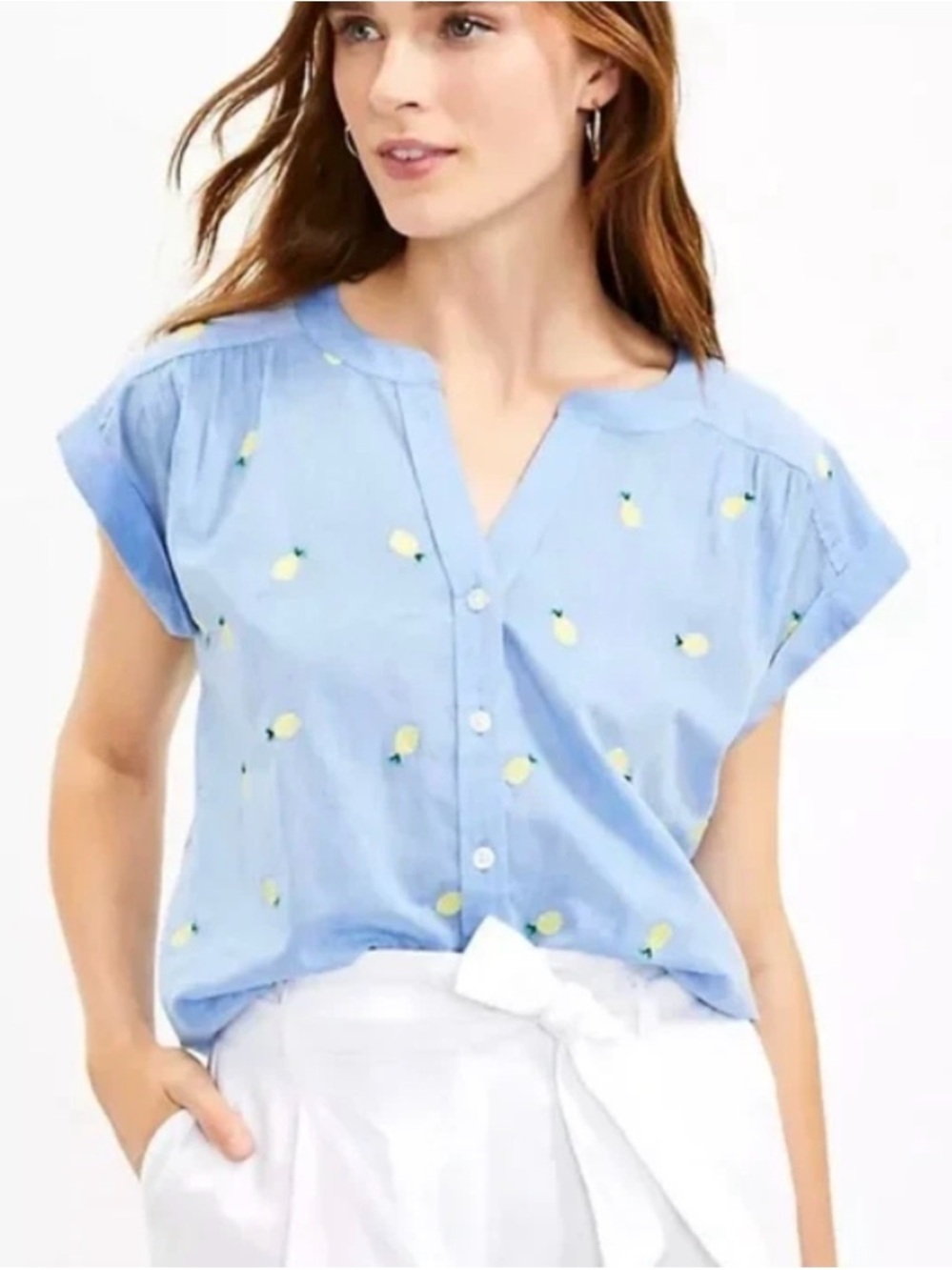 Loft Pineaple Embroidery Top Size: LP